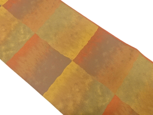 JAPANESE FUKURO OBI / WOVEN ABSTRACT CHECKERED